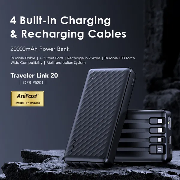 oraimo Traveler Link 20 20000mAh 12W Power Bank – Image 2
