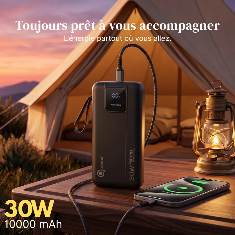 FACEPHONE ASY-453 Pro – Power Bank 10000mAh 30W PD avec 4 câbles intégrés – Image 3