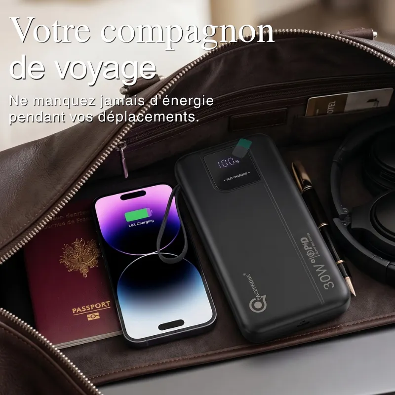 FACEPHONE ASY-453 Pro – Power Bank 10000mAh 30W PD avec 4 câbles intégrés – Image 4