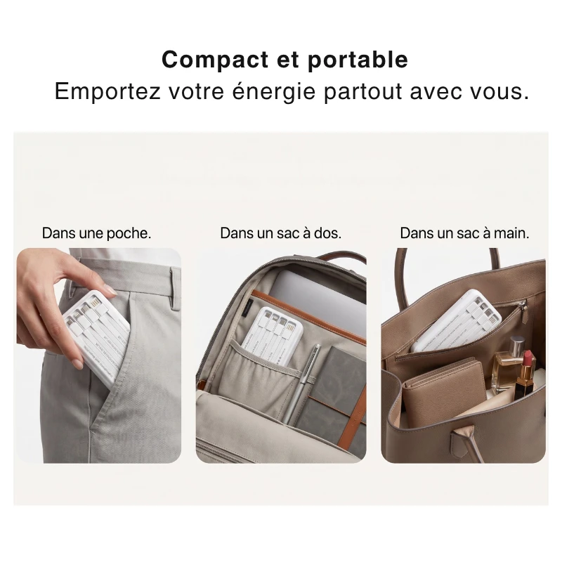 FACEPHONE ASY-453 Pro – Power Bank 10000mAh 30W PD avec 4 câbles intégrés – Image 5