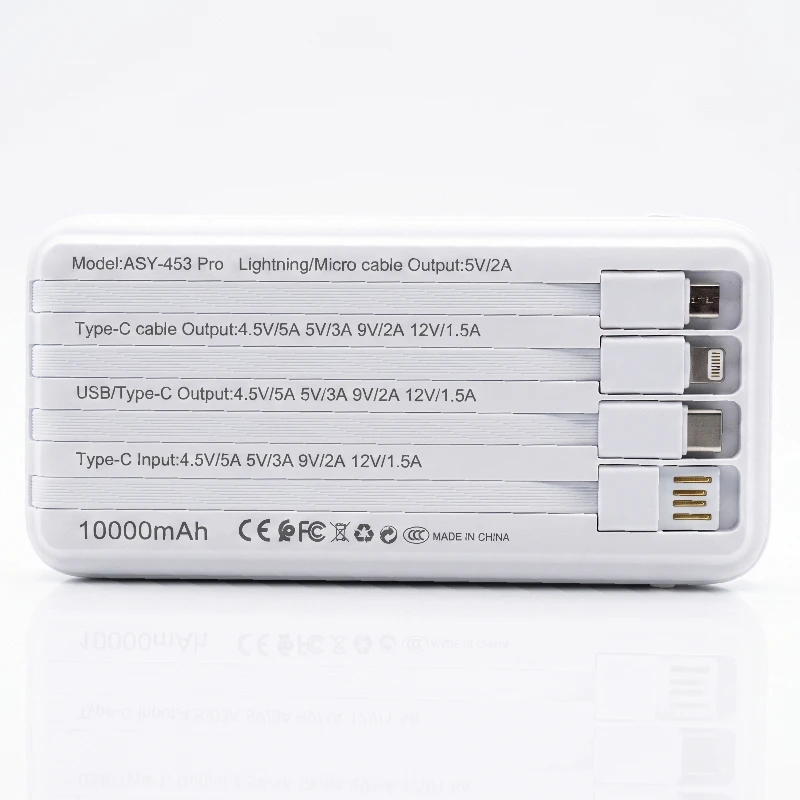 FACEPHONE ASY-453 Pro – Power Bank 10000mAh 30W PD avec 4 câbles intégrés – Image 6