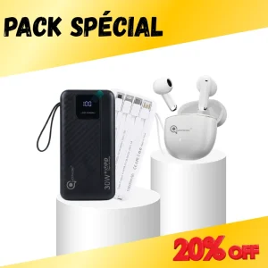 PACK SPÉCIAL Power Bank 10000mAh + Écouteurs Sans Fil FACEPHONE E04